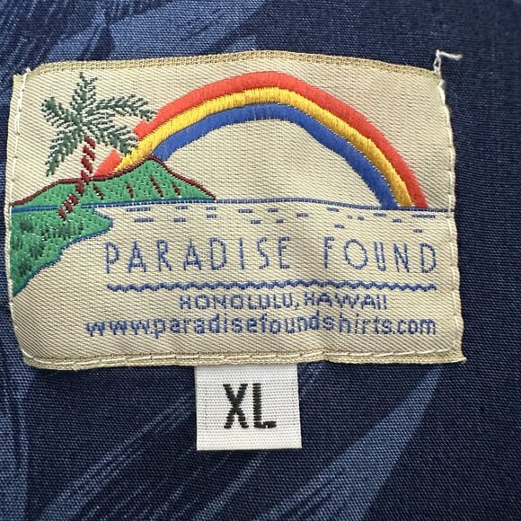 Paradise Found Hawaiian Shirt Men XL Blue Floral Tom Selleck Magnum PI VTG Adult - Picture 2 of 7